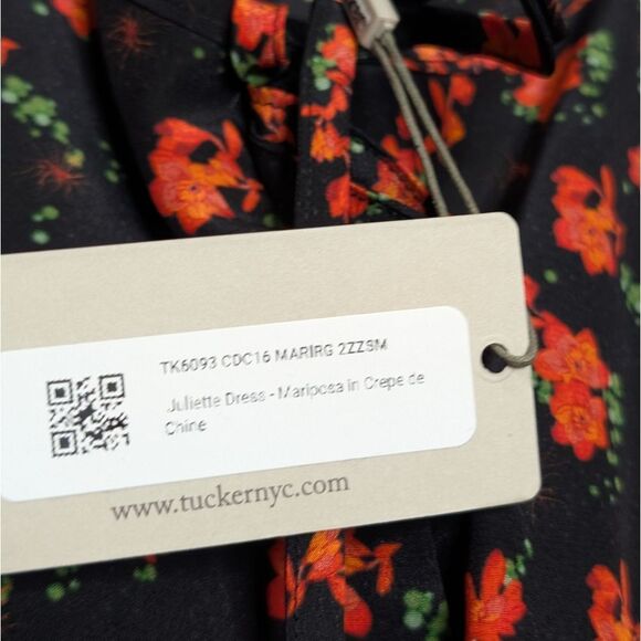 Tucker NYC Juliette Dress Mariposa in Crepe de Chine Silk Midi Floral - Picture 5 of 11